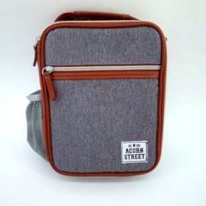 Acorn Street Fit + Fresh Insulated Lunch Box Gray Handle Drink Mesh Zip Around